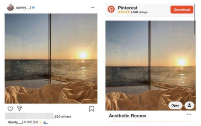 이다영의 인스타그램 게시물(왼쪽)과 해외 사이트 사진.