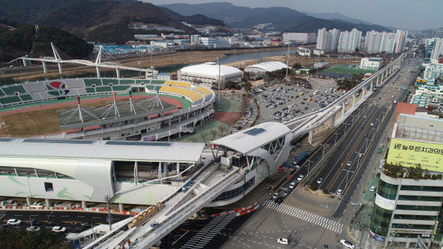 지난해 12월 말 토목공사를 준공한 양산선 4공구 전경. 양산시 제공