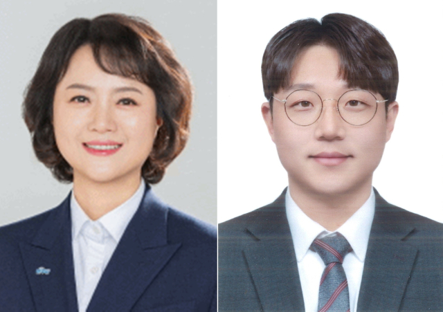 4·2 재보궐선거 경남도의원 창원시 제12선거구 후보. 왼쪽부터 기호 1번 더불어민주당 박현주(49) 전 마산YWCA 사무총장과 기호 2번 국민의힘 정희성(37) 전 경남대학교 총학생회장. 중앙선거관리위원회 제공