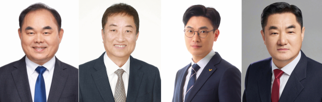 4·2 재보궐선거 양산시의원 마선거구 후보. 왼쪽부터 기호 1번 더불어민주당 이기준(56) 양산시학원연합회장, 기호 5번 자유통일당 김상구(69) 양산시 당원협의회 위원장, 기호 6번 정의당 권현우(49) 민주평화통일자문회의 양산시협의회 자문위원, 기호 7번 무소속 김진희(58) 한국자유총연맹 양산시지회 부회장. 중앙선거관리위원회 제공