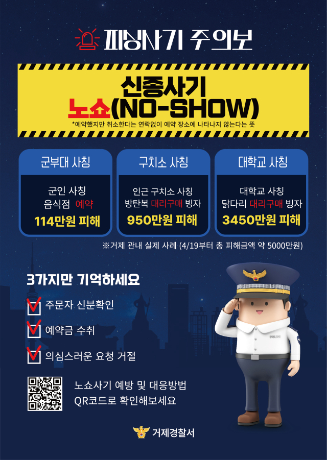 노쇼 피싱사기 홍보 포스터. 거제경찰서 제공
