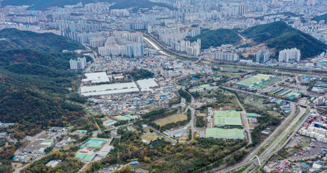 방산업체 (주)풍산 부산공장과 센텀2지구 조성 예정지. 부산일보DB
