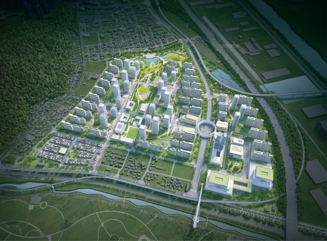 ‘도시와 자연, 사람이 공존하는 자족 복합도시’로 조성되는 가칭 증산신도시 조감도. 양산시 제공