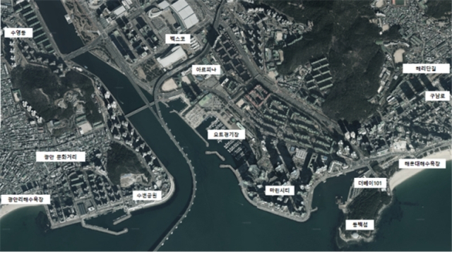 부산해상관광택시가 내년부터 운항할 수영만 권역. 부산시 제공