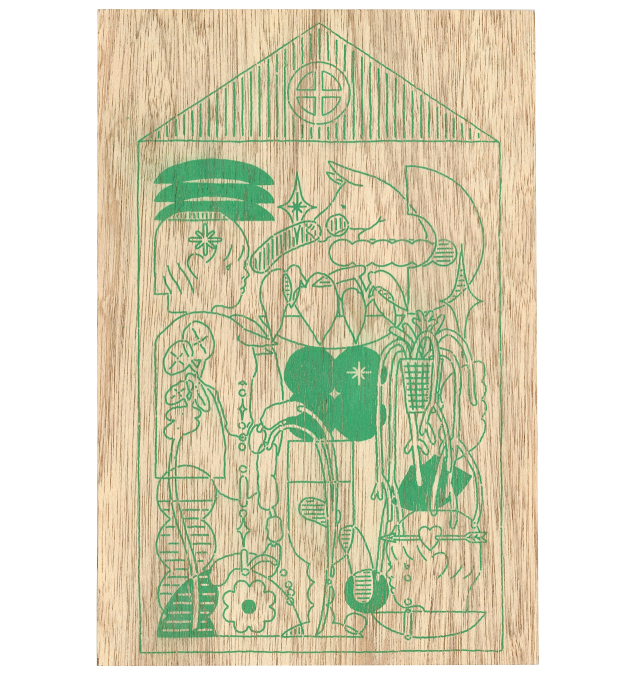 시문, Home is wherever I'm with you, silkscreen on wood, 2025. 허먼갤러리 제공