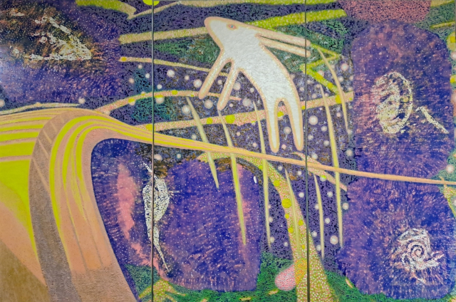 김남진, 우주토끼, 나무패널 위에 안료 채색, 2025. 갤러리 아트숲 제공