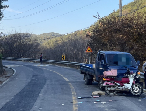 산청서 화물차가 오토바이 치어... 오토바이 몰던 70대 사망