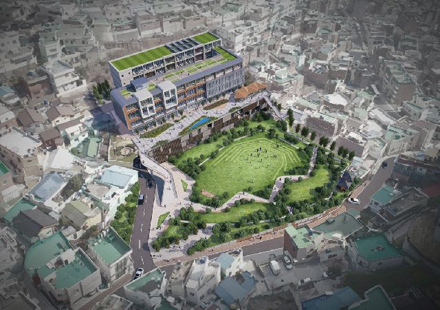 인구가 줄어들고 있는 부산 지역 5개 기초지자체가 내년 지방소멸대응기금으로 총 268억 원을 확보했다. 사진은 부산 동구 좌천초등학교 부지에 들어설 복합문화교육플랫폼 ‘좌천 주민활력 어울림파크’ 조감도. 부산일보DB