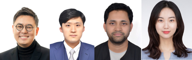 (왼쪽부터) UNIST 김수현 교수, 히데아키 나카쓰보 연구원(제1저자), 데바난다 모하파트라 교수, 김정하 연구원. UNIST 제공