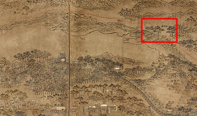 국립중앙박물관이 소장 중인 에 표시된 ‘통제영 오리정(五里亭)’. 이를 토대로 발굴지 일대가 오리정일 가능성도 제기 된다. 독자 제공