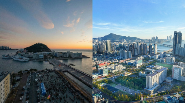 국립한국해양대학교(왼쪽)와 국립부경대학교 캠퍼스 전경. 각 대학 제공