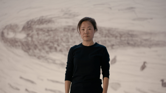 허윤희 작가 드로잉 퍼포먼스. 대구미술관 제공