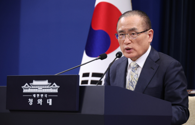 위성락 국가안보실장이 9일 청와대 기자회견장에서 이재명 대통령 방일 일정을 브리핑하고 있다. 연합뉴스