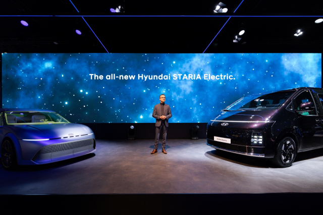 9일(현지시간) ‘2026 브뤼셀 모터쇼’에서의 현대자동차 ‘더 뉴 스타리아 EV’ 공개 모습.현대차 제공