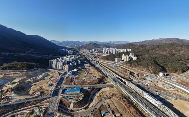 2021년 이후 양산시의 인구 증가를 주도하고 있는 동면 사송신도시 전경. 양산시 제공