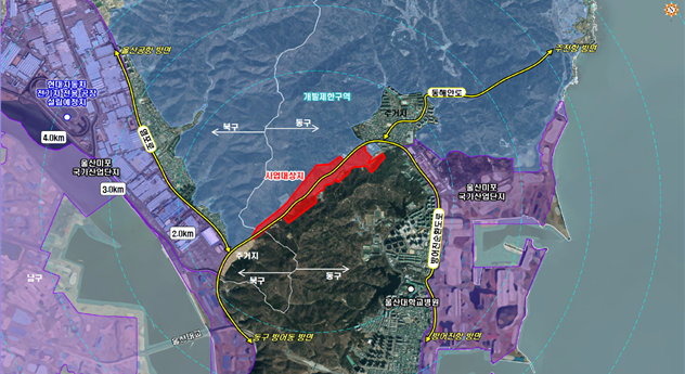 울산 자동차일반산업단지 토지거래허가구역 위치도. 울산시 제공