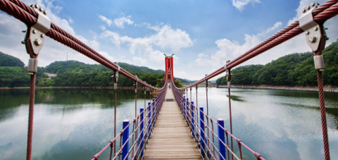 청양군 천장호 출렁다리에 서면 몸도 마음도 출렁