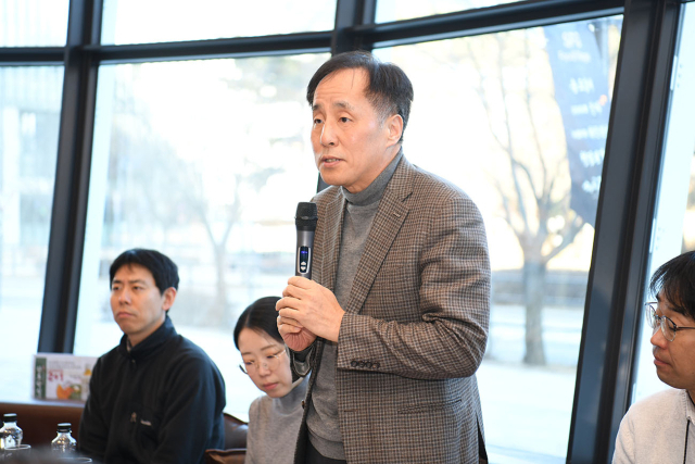 장영진 한국무역보험공사 사장이 28일 세종특별자치시 정부세종청사 인근 식당에서 신년 기자간담회를 진행하고 있다. 무보 제공