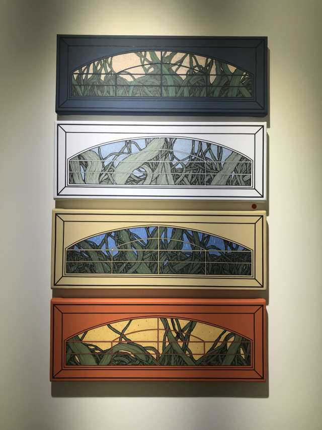 김유리, corridor cross section indigo, white, butter, orange(위에서 아래로), 2025. 김은영 기자 key66@