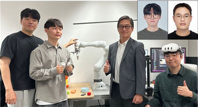 (왼쪽부터) KAIST 강태웅 박사과정, 형준하 박사과정, 주재걸 교수, 박민호 박사과정 (우상단 네모 왼쪽부터) KAIST 김기남 박사과정, 서울대 김도현 학부연구생. KAIST 제공