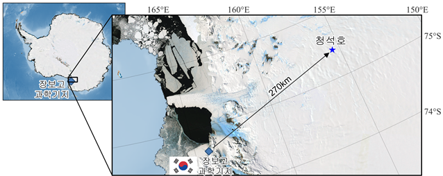 빙저호 ‘청석호’ 위치. 극지연구소 제공