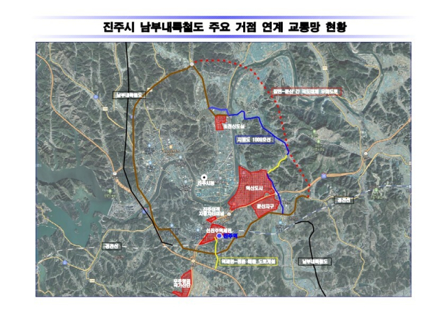 남부내륙철도 주요 거점 연계 교통망 현황도. 진주시 제공