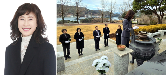 통영교육지원청 조은주 교육장은 3일 충혼탑 참배로 공식일정을 시작했다. 통영교육청 제공