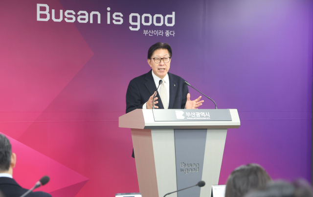 박형준 부산시장이 지난해 12월 3일 부산시청 브리핑룸에서 2026년도 국비 확보 관련 기자회견을 하고 있다. 이재찬 기자 chan@