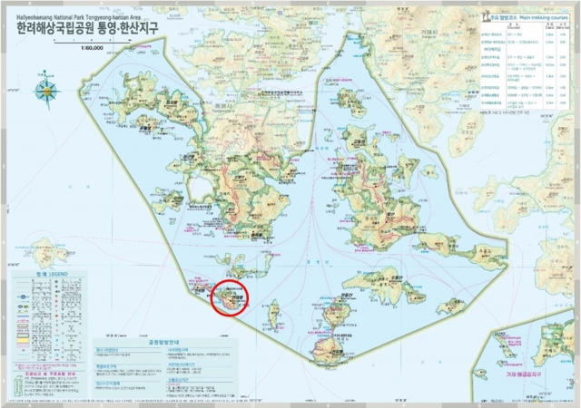 통영시 연대도 위치. 한려해상국립공원공부사무소 제공