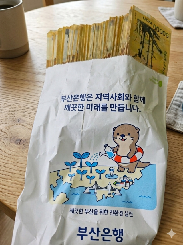 부산 강서경찰서가 A 씨 검거 과정에서 AI로 생성한 돈다발 이미지. 부산 강서경찰서 제공