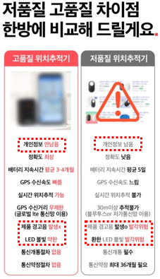 위치정보법 위반 행위 방조·조장 판매 사례. 방송미디어통신위원회 제공.