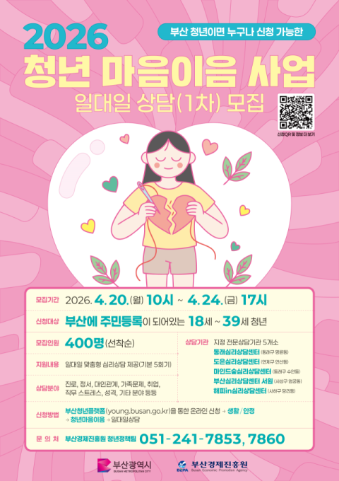 부산시 '청년 마음이음 사업' 참여자 모집