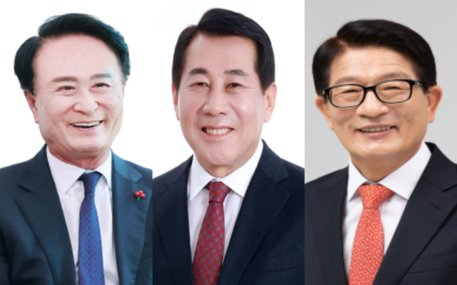 박동식 사천시장, 나동연 양산시장, 하학열 전 고성군수.