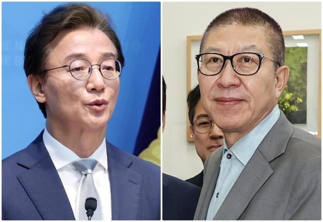 왼쪽부터 더불어민주당 전재수 부산시장 후보, 박형준 부산시장. 연합뉴스