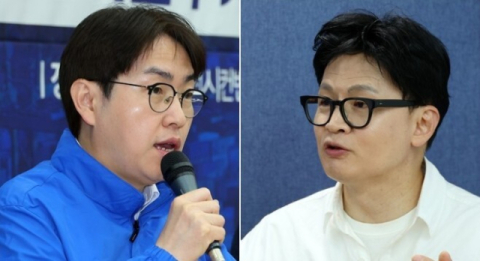 '북갑 양자대결 여론조사' 하정우 41.8% 한동훈 40.0% 오차범위내 '초박빙'